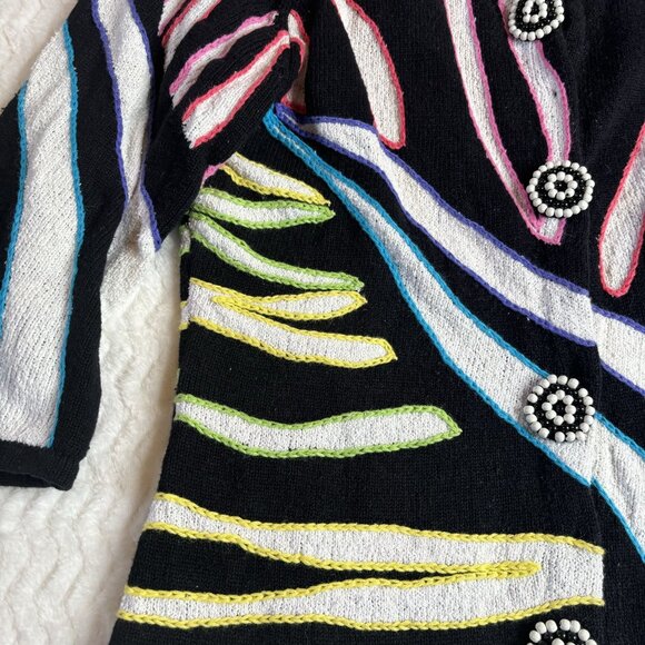 Vintage Design Options by Philip & Jane Gordon Women's Abstract Striped Cardigan - Picture 3 of 9